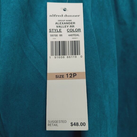 Alfred Dunner 12P Pull-On Pants Teal Faux Suede Comfort Waist "Alexander Valley" - Picture 5 of 8